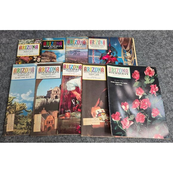 Arizona Highways Magazine Lot 9 Issues 1958 Scenic Covers Photography Vintage - Picture 1 of 5